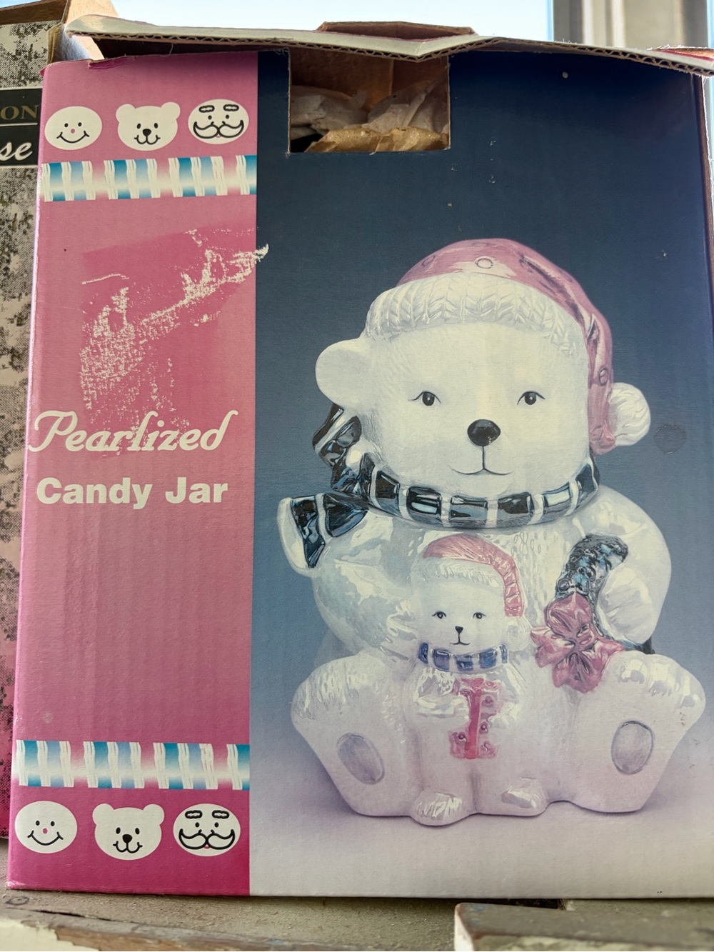 Pearlized White & Pink Bear Candy Jar - Kids Toys
